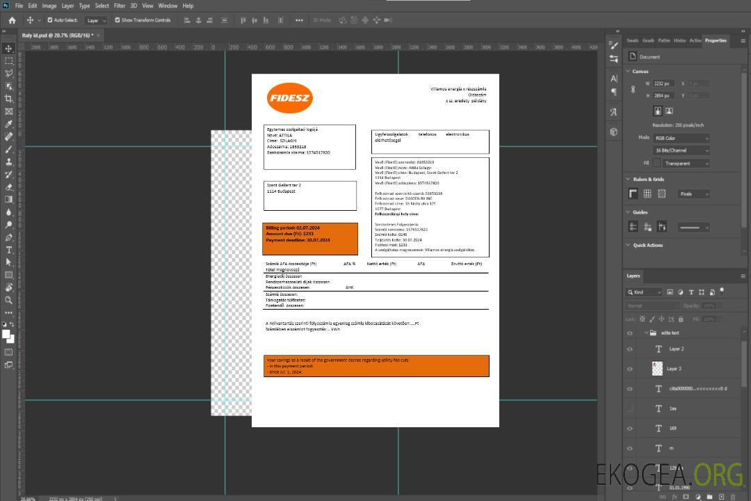 Hongrie FIDESZ modèle de facture de services publics facile à remplir aux formats Word et PDF template